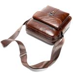 CHDWEY Umhängetaschen für Herren Leder männliche Crossbody Bag Business Leder Männer Messenger Bag Vintage Männer Große Tasche Reißverschluss Schulterhandtaschen(Bruin)