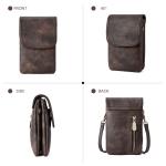 Mobiele telefoon om te hangen, leer, mobiele telefoon-schoudertas voor dames, mobiele telefoon met portemonnee om om te hangen, handtas dames schoudertas voor designer, A-02 koffie