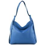 - T192 - ital. Dames rugzak tas 2-in-1 leer, signaalblauw., Large