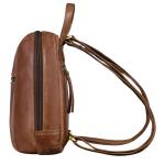 'Lia' Kleine Dagrugzak voor Vrouwen Leren Rugzak Vintage Handtas voor Stadswandeling Winkelen XS Rugzak Echt Leder, Kleur:messina - bruin