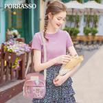 PORRASSO Schattige schoudertas voor meisjes, schoudertas met poppen-hanger, nylon, schoolraken, messengertas, crossbody tas voor reizen, dagelijks gebruik, roze A