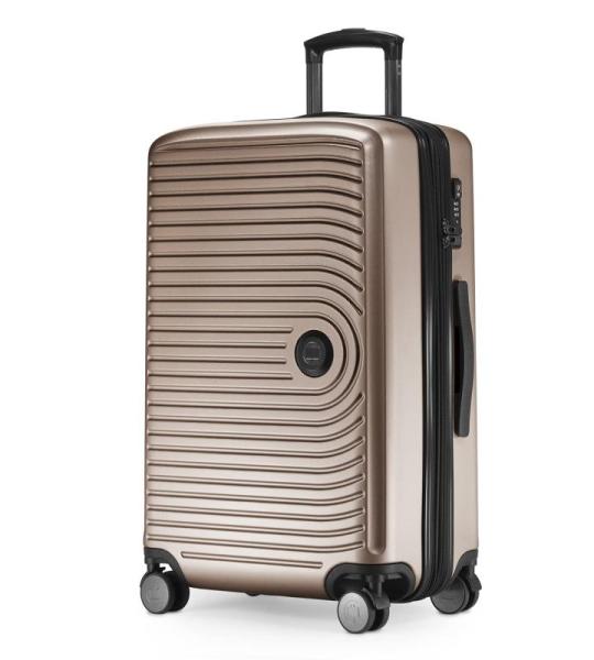 HAUPTSTADTKOFFER Midden grote harde koffer, TSA, 4 wielen, check-in bagage met 8 cm volumevergroting, 77 cm, 130 liter, grafiet, champagne, koffer