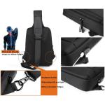 Schoudertas, borsttas, lichte sling bag, crossbody schoudertas, outdoor, waterdicht, casual, voor heren, wandelen, fietsen, zwart