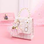 Barakara Schoudertas voor kinderen en meisjes, schattige kleine meisjestassen, prinsessenhandtas met afneembare schouderriem, schattige parels, crossbody tas, mobiele telefoontas, 