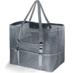 Grote strandtas van mesh voor dames, draagbaar, XXL familie, strandtas voor dames, opvouwbaar en herbruikbaar, grote nettas voor het strand, voor zand, zwemmen, reizen, winkelen, G