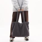Uniseks schoudertas voor dames, tote bag, corduroy tas, grote schoudertas, shopper, handtas, casual, crossbody tas voor school, universiteit, kantoor, werk, reizen, uitstapjes, win