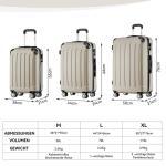 BEIBYE Harde koffer, trolleykoffer, rolkoffer, reiskoffer, handbagage, 4 wielen, M/L/XL, champagne