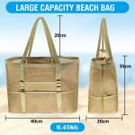 Grote strandtas van mesh voor dames, draagbaar, XXL familie, strandtas voor dames, opvouwbaar en herbruikbaar, grote nettas voor het strand, voor zand, zwemmen, reizen, winkelen, K