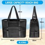 Grote strandtas van mesh voor dames, draagbaar, XXL familie, strandtas voor dames, opvouwbaar en herbruikbaar, grote nettas voor het strand, voor zand, zwemmen, reizen, winkelen, Z