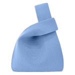 Vrouwen Handvat Tassen Polsbandjes Effen Kleur Gift Bag Cross-Body Gebreide Mouw Knoop Tas Kleine Leuke Draagbare Portemonnee Opvouwbare Tote, Blauw, Solid-blauw