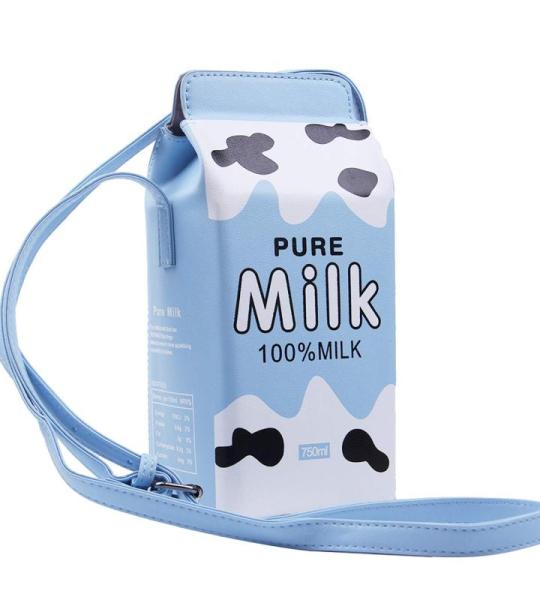 Meisjes PU Lederen Handtas Cupcake IJs Popcorn Leuke Melk Box Portemonnee Tas Kleine Schoudertas Persoonlijkheid Mini Schoudertas Handtassen, Blauw, Taille unique