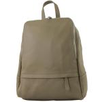 - T138 - Italiaanse damesrugzak van leer, taupe, M