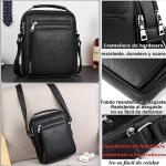Hjkiopc Schoudertas heren schoudertas crossbody mobiele telefoon tas messenger bag herentas shulder bag lederen borstzak, zwart, Retro