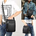Hjkiopc Schoudertas heren schoudertas crossbody mobiele telefoon tas messenger bag herentas shulder bag lederen borstzak, zwart, Retro