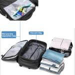 Vacpack Rugzak, 16 Gallon Uitzetbare Vacuümrugzak met Verzegeld Compressiesysteem voor Reis, Airback Carry On, Zwart-met luchtpomp, L