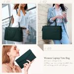 Handtas voor dames, schoudertas, 2-in-1 shopper voor dames, 15,6 inch, groot, PU-leer, laptoptas, waterdicht, werktas voor business, kantoor, school, groen, Hedendaags