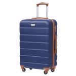 COOLIFE Harde koffer trolley rolkoffer reiskoffer ardschaal Boardcase handbagage met TSA-slot en 4 wielen, blauw/bruin, Premium koffer
