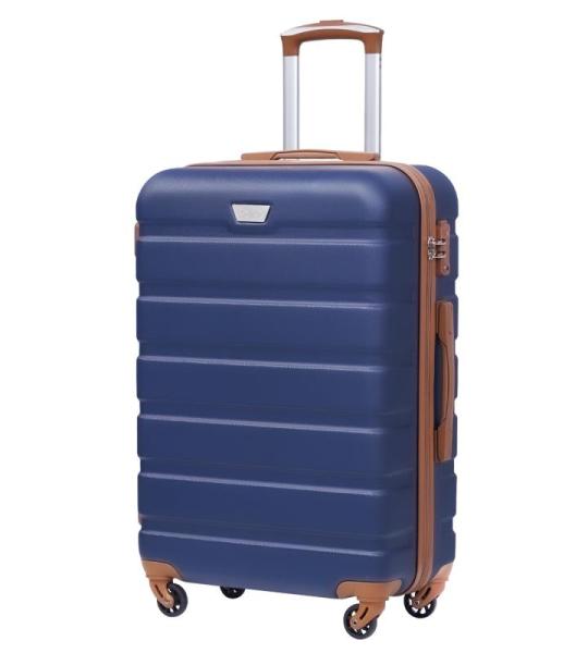 COOLIFE Harde koffer trolley rolkoffer reiskoffer ardschaal Boardcase handbagage met TSA-slot en 4 wielen, blauw/bruin, Premium koffer