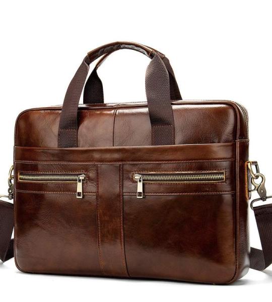 CHDWEY Umhängetaschen für Herren Business-Männer-Aktenkoffer-Leder-Mann-Tasche große Kapazität Herrenhandtaschen-Umhängetasche(Coffee)