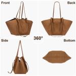 Handtas Tote Bag kunstleer grote capaciteit shopper tas schoudertas grote hengseltas shopping bag met twee meerval haren draagtas voor winkelen zwart, A4-bruin gematteerd