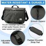 voor heren, waterafstotend, 15,6 inch schoudertas, laptoptas voor dames, met gevoerde schouderriem, schooltas, herentas voor werk, school, zakelijk, donkergrijs