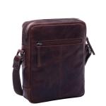Dublin Schoudertas van premium leer, kleine handtas/schouderriem, voor heren en dames, handgemaakte schoudertas, bruin (kastanje), Small