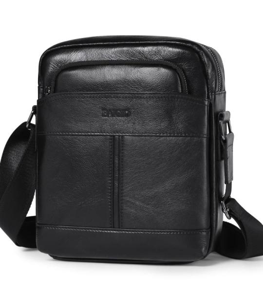 Leren schoudertas voor heren, vintage schoudertas, crossbody bag, messenger bags voor heren, zwart, A-zwart