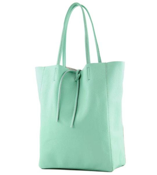 Modamoda T163 Shopper, tas, van leer, groot, met binnenvak, munt, Large