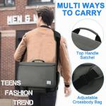 voor heren, waterafstotend, 15,6 inch schoudertas, laptoptas voor dames, met gevoerde schouderriem, schooltas, herentas voor werk, school, zakelijk, donkergrijs