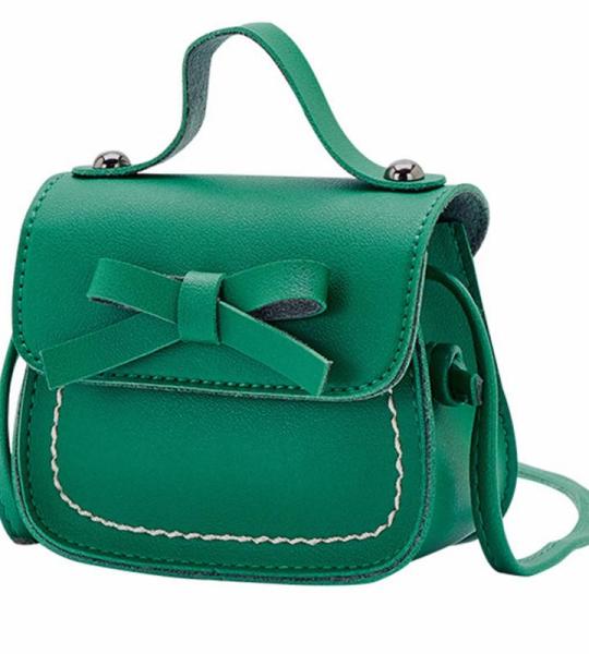 Rucksack Viele Taschen -Umhängetasche für kleine Mädchen, eine Umhängetasche, einfarbig, Bowknot, Mode, Schulter, Kinder Taschen Von Zwei Blau