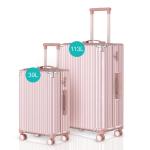 Voyagoux Koffer handbagage - harde koffer groot, TSA-slot, ABS, 4 x 360° wielen, robuust en lichtgewicht, roze goud