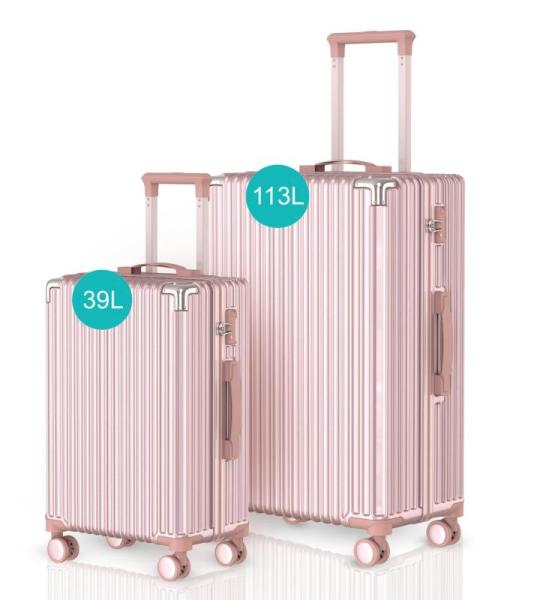 Voyagoux Koffer handbagage - harde koffer groot, TSA-slot, ABS, 4 x 360° wielen, robuust en lichtgewicht, roze goud