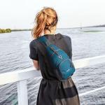 RFID Sling Bag Crossbody Rugzak Borst Schoudertas Casual Gym Dagrugzak Mannen Vrouwen Outdoor Fietsen Reizen Wandelen, Blauwgroen, Dagrugzak