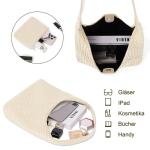 GSenhui Gevlochten tas, shopper, PU buideltas, schoudertas, geweven handtas, boodschappentas, draagtas voor school, dagelijks gebruik, zwart