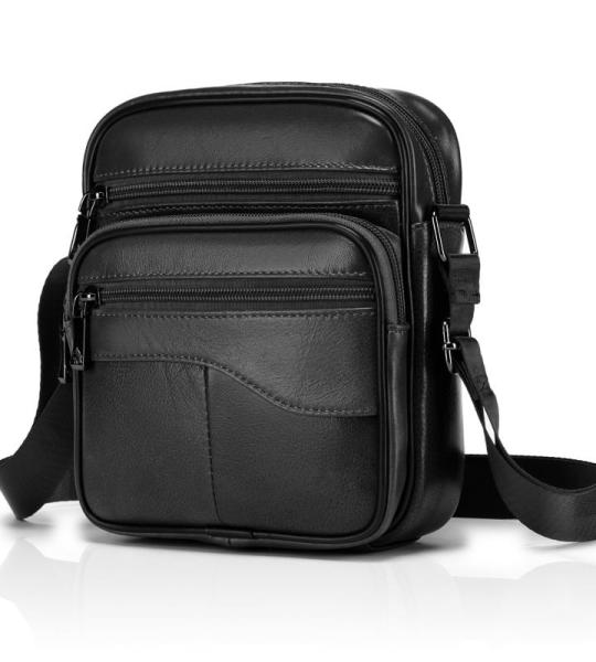 SPAHER Schoudertas, leer, waterdicht, herentas, leren tas, handtas voor mannen, kleine crossbody tas voor werk, vintage messenger bag voor dagelijks leven, C zwart., vintage