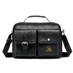 CHDWEY Umhängetaschen für Herren Mode Mens Messenger Bag Vintage Mann Tasche Pu. Leder Satchel Umhängetasche Männliche Crossbody Taschen Designer Große Handtasche(Black)