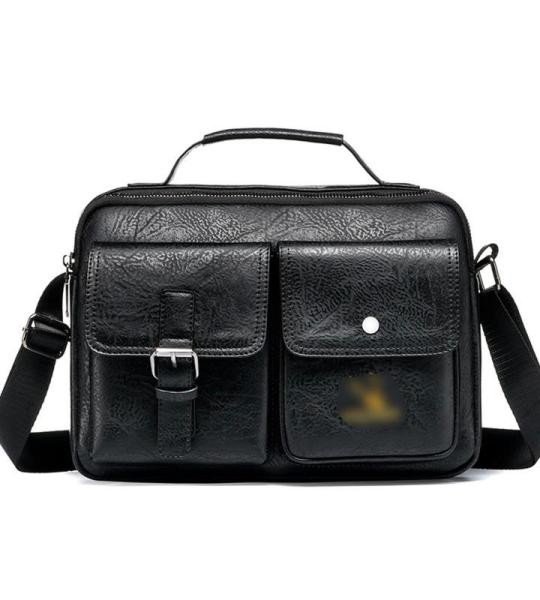CHDWEY Umhängetaschen für Herren Mode Mens Messenger Bag Vintage Mann Tasche Pu. Leder Satchel Umhängetasche Männliche Crossbody Taschen Designer Große Handtasche(Black)
