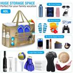 Grote strandtas van mesh voor dames, draagbaar, XXL familie, strandtas voor dames, opvouwbaar en herbruikbaar, grote nettas voor het strand, voor zand, zwemmen, reizen, winkelen, K