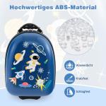 DREAMADE 2-delige kinderkoffer & rugzak, kinderkofferset, kindertrolley, handbagage, reisbagage, harde koffer voor kinderen, Blauw-astronaut, kinderkoffer
