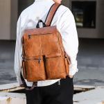 CHDWEY Umhängetaschen für Herren Multi Pocket Rucksack Männer Mode Rucksack Casual Sport Rucksack Teenager Gute Qualität Männer Rucksack Handtasche(Lightbrown)
