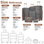 KONO Kofferset Reisekoffer Set Gepäcksets 6 Teilig, Koffer Set mit Beautycase Kosmetikkoffe mit Handgepäck Reisetasche mit Kulturbeutel (Grau/Braun)