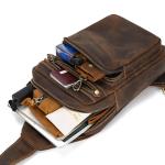 newsbirds Heren echt lederen borsttas schoudertas sport outdoor schoudertas wandelrugzak, 9334 donkerbruin, Retro