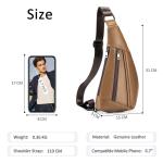 VARLIVOO Schoudertas voor heren, leren borsttas, anti-diefstal, slingrugzak, kleine schoudertas, reizen, sling bag, crossbody bag, dagrugzak voor kamperen, wandelen, fietsen, bruin