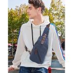 FANDARE Sling Bag met hoofdtelefoonopening voor studenten, party, outdoor, multifunctionele schoudertas voor dames en heren, slijtvast canvas, blauw, Retro