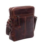 Dublin kleine schoudertas van echt leer, schoudertas met schouderriem, handgemaakt, cognac, Small
