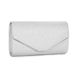 Elegante avondtas voor dames, bruidstas, clutch met afneembare ketting, formele handtas voor bruiloft, feest, prom, A-zilver.