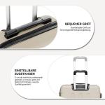 BEIBYE Koffer met harde schaal, trolley, rolkoffer, reiskoffer, veiligheid, cijferslot, dubbele wielen, ABS-materiaal, handbagage, 4 wielen, M-L-XL-set, Crème White, hardcase koff