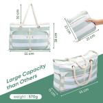Vinstatin Grote strandtas voor dames, lichte veelzijdige shopper met ritssluiting, waterdichte zwemtas, draagtas, saunatas, tote bag voor strand, reizen, familie, groen en wit gest