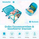 DREAMADE 2-delige kinderkoffer & rugzak, kinderkofferset, kindertrolley, handbagage, reisbagage, harde koffer voor kinderen, Blauwe eenhoorn 2, kinderkoffer set
