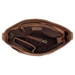 Vintage schoudertas Sofia, schoudertas van leer met 2 riemen, handtas voor dames, camel
